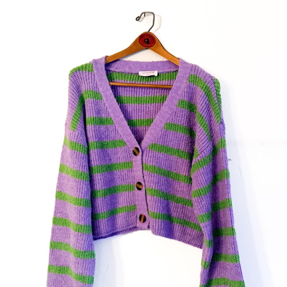 Buttermelon Oversize Striped Cardigan, Size Medium